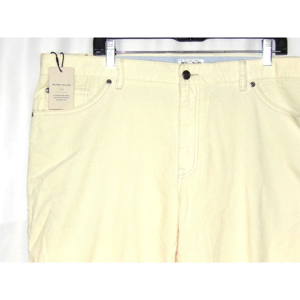 NEW! Peter Millar CROWN Ivory Corduroy Straight Leg Chino Pants Men's 40 X 34‎